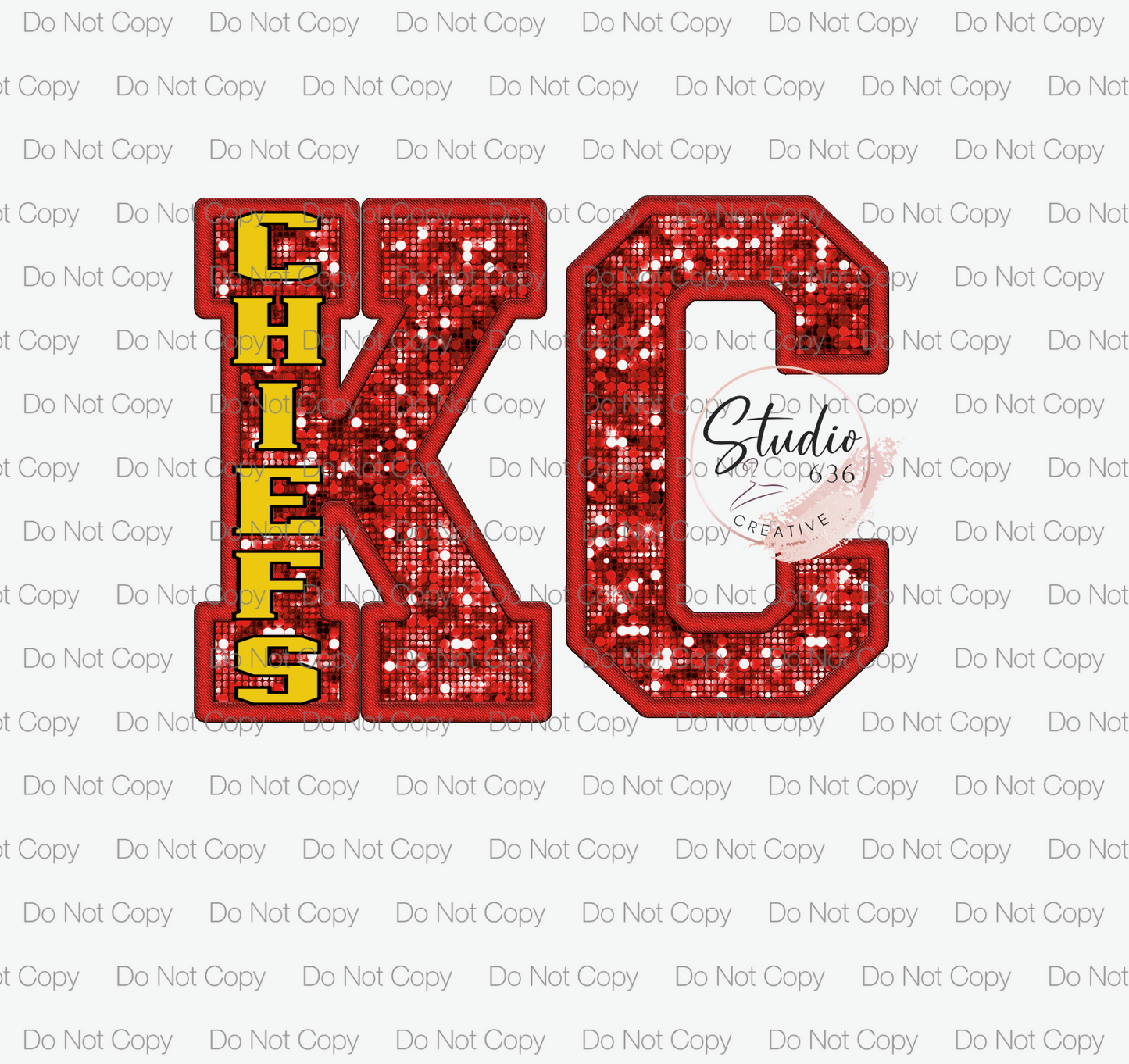 KC Chiefs Block Faux Embroidery Digital Design