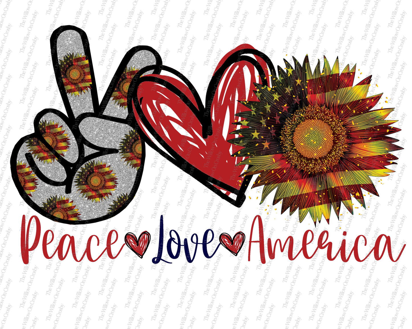 Peace-Love-America-Sublimation Transfer
