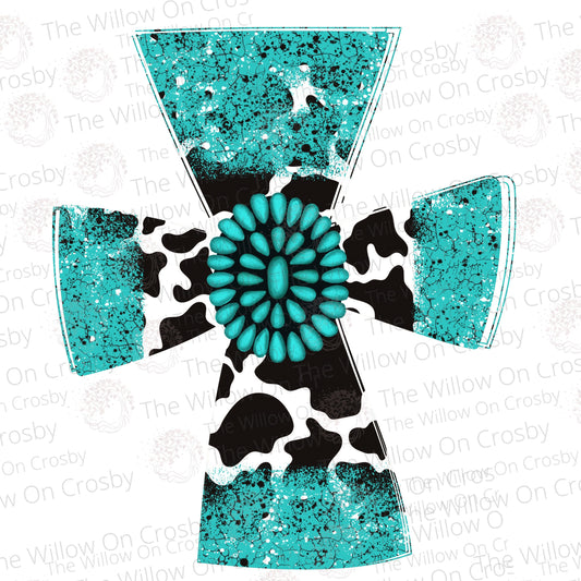 Turquoise/Cow/Cross/Sublimation Transfer