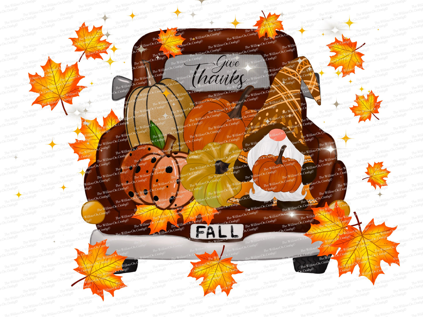 Give Thanks/Truck/Fall/Pumpkin/Sublimation Transfer