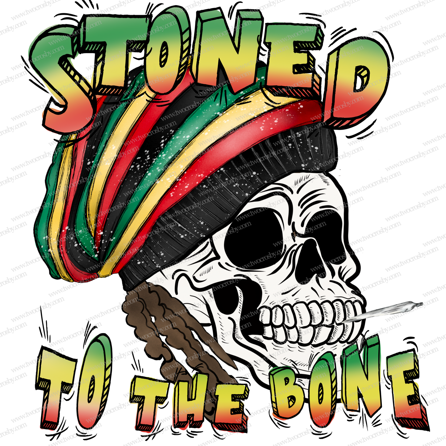 Stoned To The Bone Skull  - Sublimation Transfer